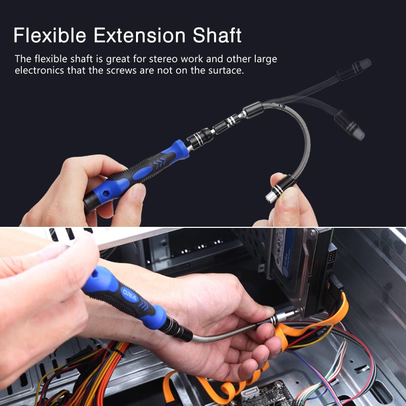 ORIA Precision Screwdriver Set  60 in 1 Small Screwdriver Set with 56 Precision Bits  Portable Repair Tool Kit  Magnetic Screw Driver Kit with Extension Rod for Smartphone  PC  Watch Toys  Blue - Image 4
